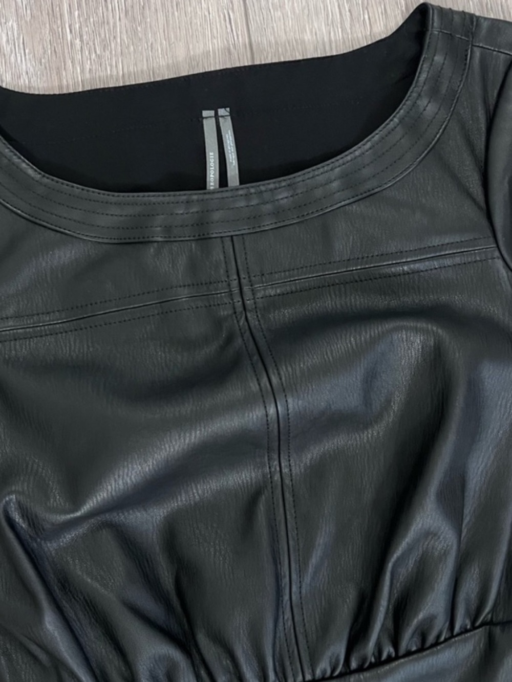 Anthropologie Black Faux Leather Mini Dress - Picture 7 of 16